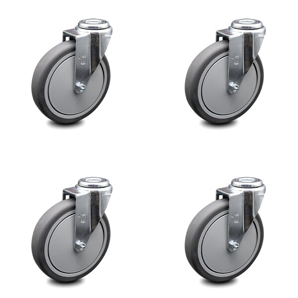 6 Inch Thermoplastic Rubber Wheel Swivel Bolt Hole Caster Set